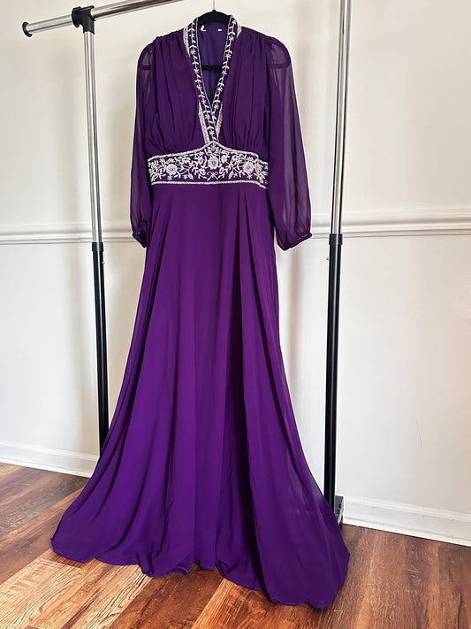 Purple floor length gown