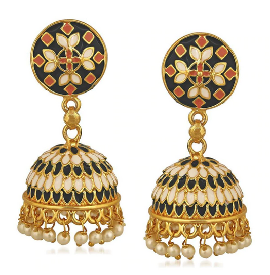 Traditional Indian Pearl Jhumka Earrings for Women