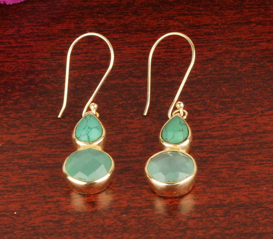 Turquoise & Aqua Calci Handcrafted Brass Earrings